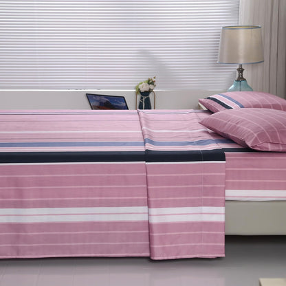 4 Pieces Pink Striped Full Sheets Set, Soft Microfiber Striped Sheets Full Size Deep Pocket, Hot Pink Stripe Bed Sheet All Season
