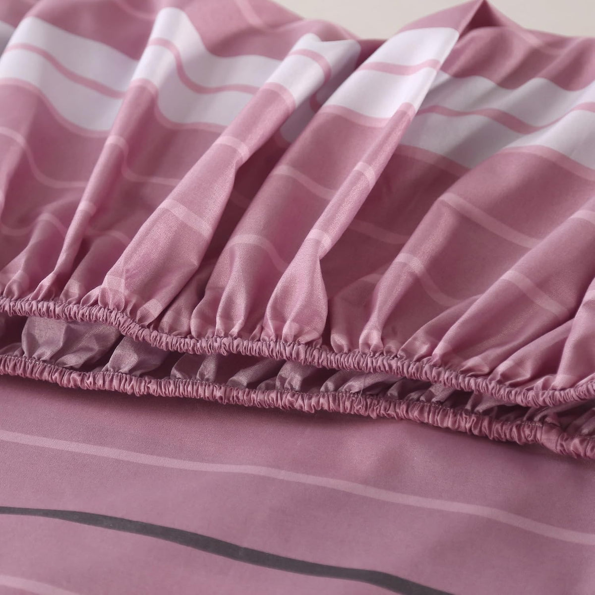 4 Pieces Pink Striped Full Sheets Set, Soft Microfiber Striped Sheets Full Size Deep Pocket, Hot Pink Stripe Bed Sheet All Season