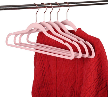 Premium Blush Pink Velvet Hangers (Pack of 50) Heavyduty - Non Slip - Copper/Rose Gold Hooks,Space Saving Clothes Hangers