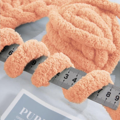 Apricot Pink Chunky Chenille Yarn for Crocheting and Knitting, Super Bulky Thick Fluffy Yarn for Hand Knitting Blanket, Soft Plush Yarn, 8 Jumbo Pack (27 yds, 8 oz Each Skein)