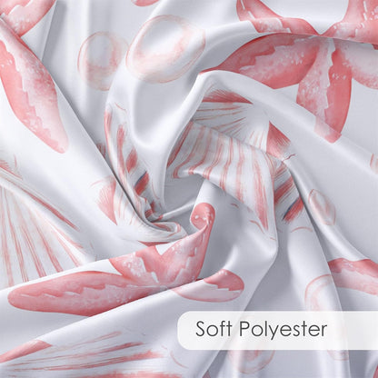 Nautical Coastal Shower Curtain for Bathroom Pink Seashell Seastar on White Fabric Shower Curtain with Hooks Summer Ocean Beach Bathroom Decor Curtains,72L X 60W inches