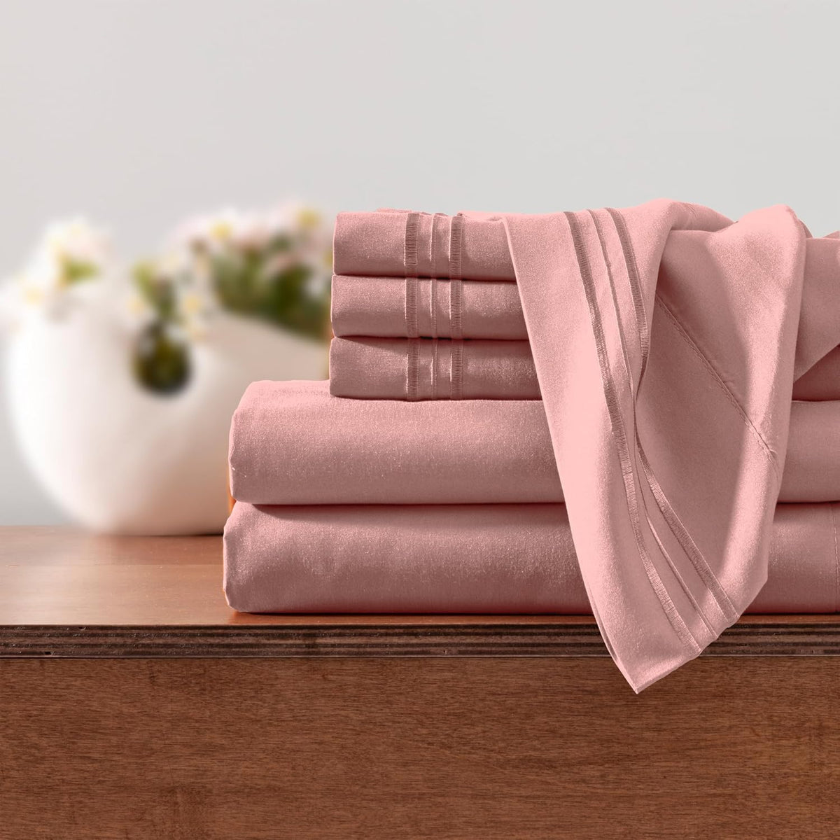 Dusty Pink Full Size Sheet Set, 6 Piece, 16 Inch Deep Pocket