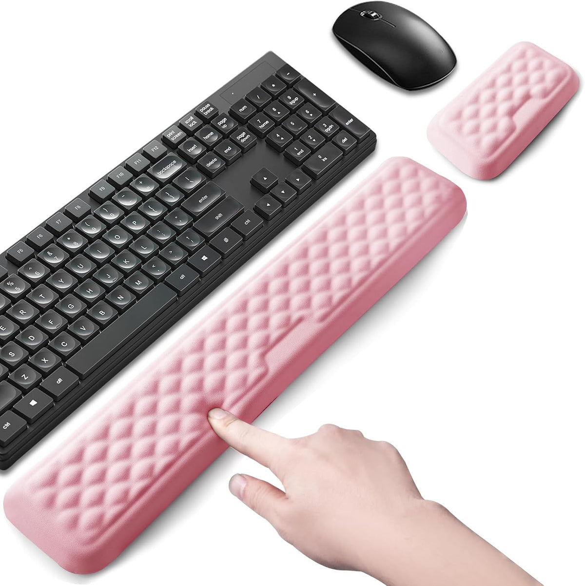 Keyboard Wrist Rest Mouse Wrist Support, Memory Foam Wrist Rest Pad for Computer Laptop, Ergonomic Wrist Cushion Support for Typing Pain Relief, Gaming Home Office, Pink