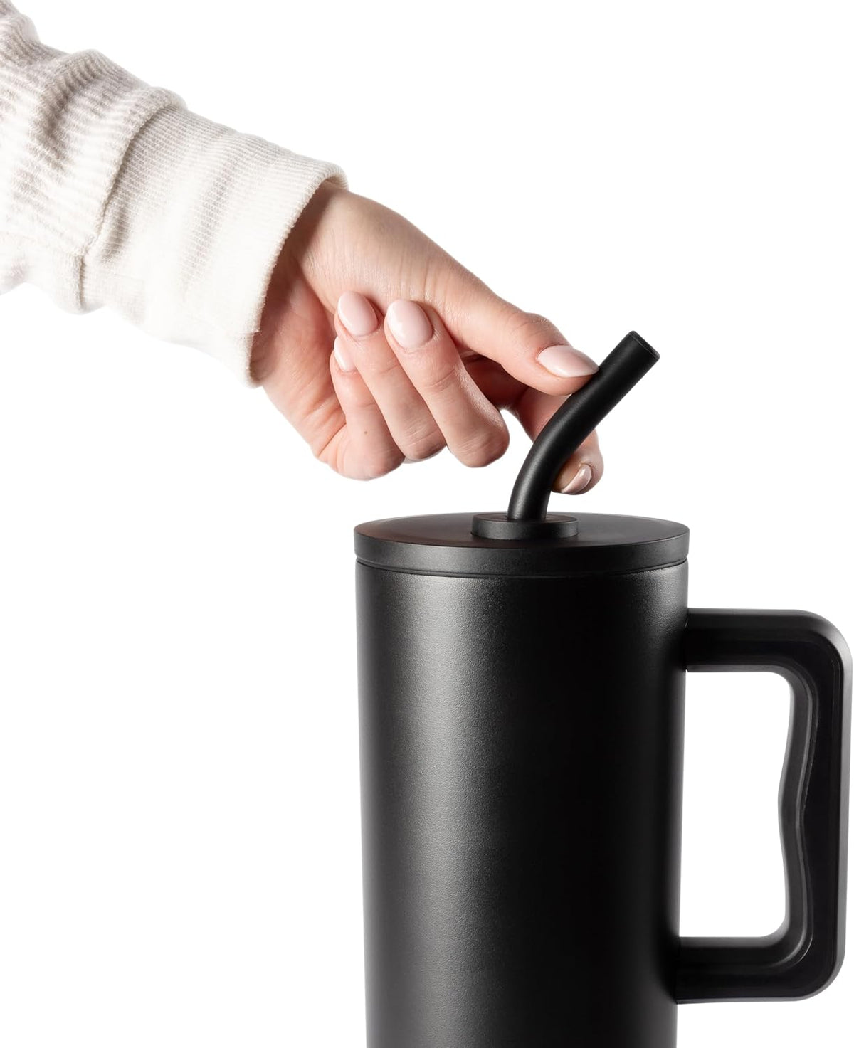 40oz Leak-Proof Ceramic Lined Tumbler with Handle | Checkered