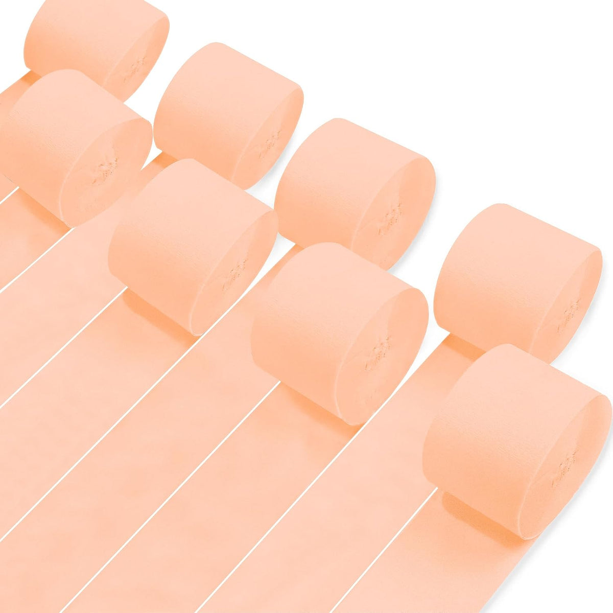 8 Rolls Crepe Paper Streamers, Peach Pink Streamers Party Decorations for Baby Shower Bridal Shower Wedding Bachelorette Party Girls Birthday Boho Decor