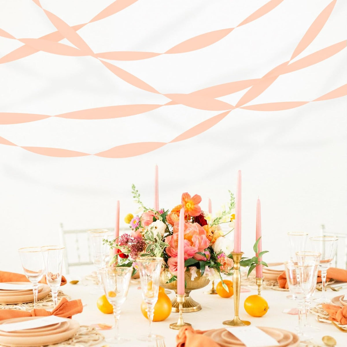 8 Rolls Crepe Paper Streamers, Peach Pink Streamers Party Decorations for Baby Shower Bridal Shower Wedding Bachelorette Party Girls Birthday Boho Decor