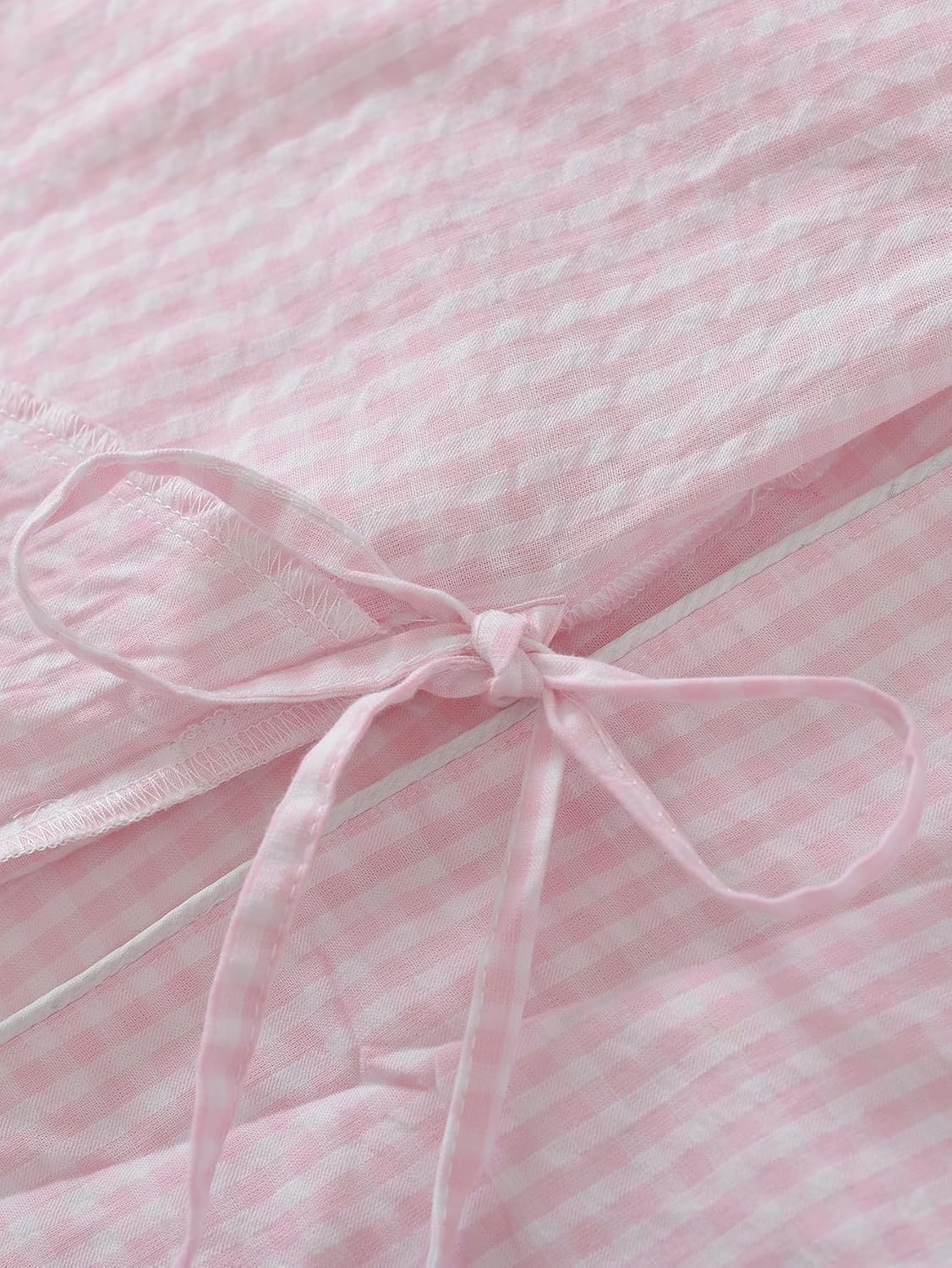 Women's Petite Robe Seersucker Cotton Bathrobe with Pockets Petite Length