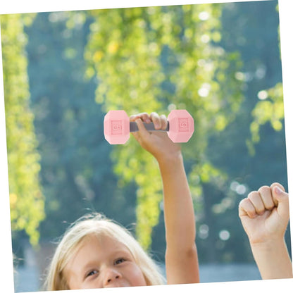 Totority Mini Dumbbells for Kids 2pcs Silicone Hand Weights, 0.4lb Pink Toddler Exercise Toys, Home Gym Equipment, 4.52 * 1.69 * 1.49inch, for Children, Kindergarten Sports