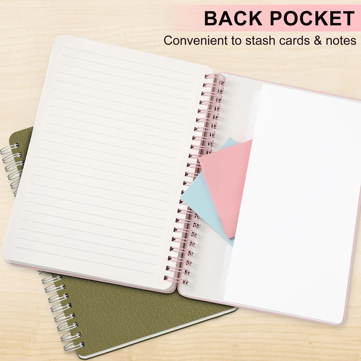 Lined Spiral Notebook for Women, A5 College Ruled Leather Spiral Journals