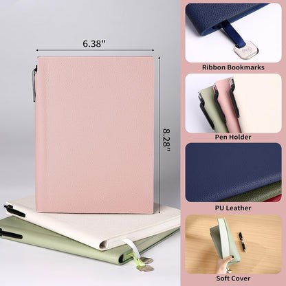 Lined Journal Notebook for Women A5 Softcover PU Leather Journals for Writing 160 Pages Daily Journaling College Ruled Notebooks for Work School Note Taking, Business 6.38'' X 8.28'' Pink