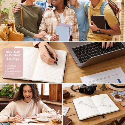 Lined Journal Notebook for Women A5 Softcover PU Leather Journals for Writing 160 Pages Daily Journaling College Ruled Notebooks for Work School Note Taking, Business 6.38'' X 8.28'' Pink
