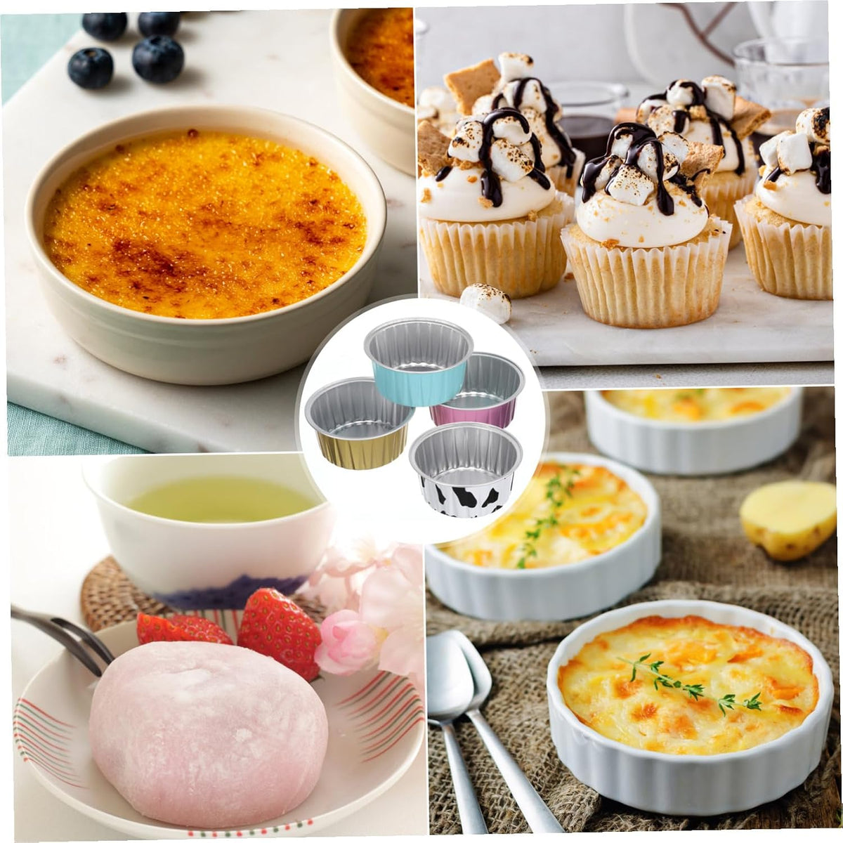 Multi-function Pudding Cups 20pcs Aluminum Foil Easy Clean Baking