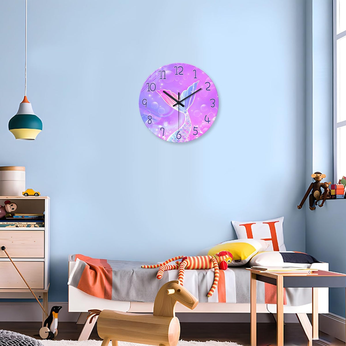 Mermaid Wall Clocks Battery Operated 12 Inch