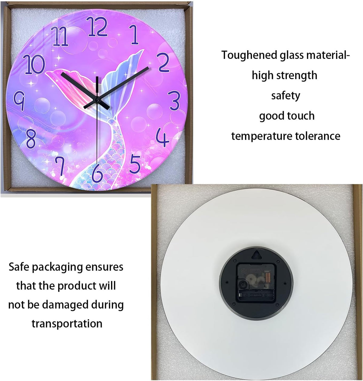 Mermaid Wall Clocks Battery Operated 12 Inch