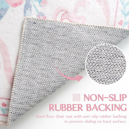 2'x6' Washable Pink Area Rug Floral Bow Small Rug with Rubber Back