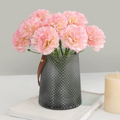 10 Pack Artificial Carnations Flowers - 11.4 Inch Real Touch Silk Flowers with Stems for Wedding Bouquets, Bridal Centerpieces, Home Floral Arrangements & Table Decor (Pink)