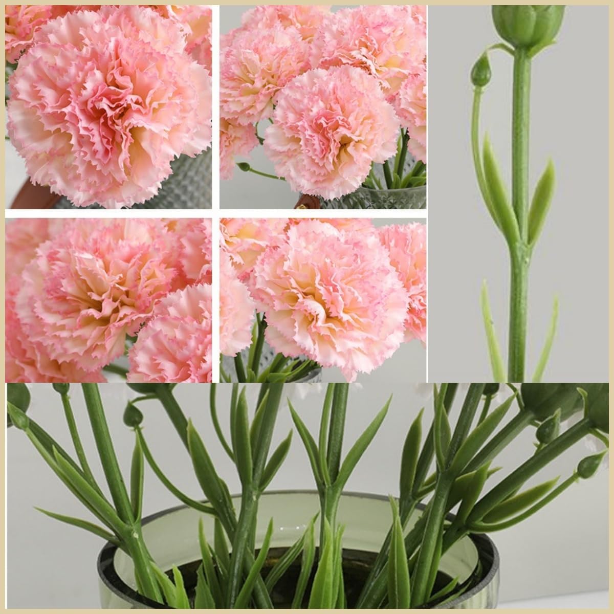 10 Pack Artificial Carnations Flowers - 11.4 Inch Real Touch Silk Flowers with Stems for Wedding Bouquets, Bridal Centerpieces, Home Floral Arrangements & Table Decor (Pink)