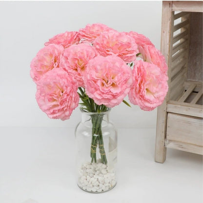 10 Pack Artificial Carnations Flowers - 11.4 Inch Real Touch Silk Flowers with Stems for Wedding Bouquets, Bridal Centerpieces, Home Floral Arrangements & Table Decor (Pink)