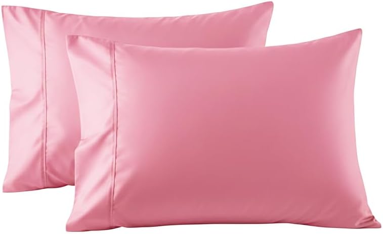 Light Pink Queen Standard Size Pillow Cases Set of 2, 100% Egyptian Cotton Pillowcases, Cooling Pillow Cases for Hot Sleepers, Soft Breathable Pillow Case Covers, Bed Pillow Covers