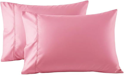 Light Pink Queen Standard Size Pillow Cases Set of 2, 100% Egyptian Cotton Pillowcases, Cooling Pillow Cases for Hot Sleepers, Soft Breathable Pillow Case Covers, Bed Pillow Covers