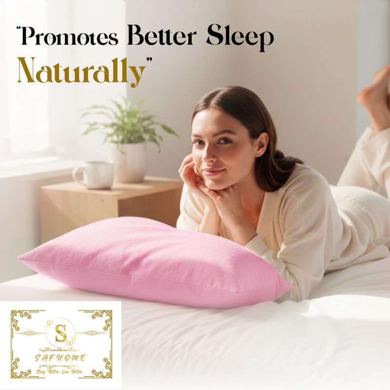 Light Pink Queen Standard Size Pillow Cases Set of 2, 100% Egyptian Cotton Pillowcases, Cooling Pillow Cases for Hot Sleepers, Soft Breathable Pillow Case Covers, Bed Pillow Covers