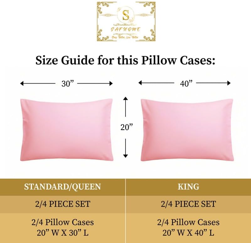 Light Pink Queen Standard Size Pillow Cases Set of 2, 100% Egyptian Cotton Pillowcases, Cooling Pillow Cases for Hot Sleepers, Soft Breathable Pillow Case Covers, Bed Pillow Covers