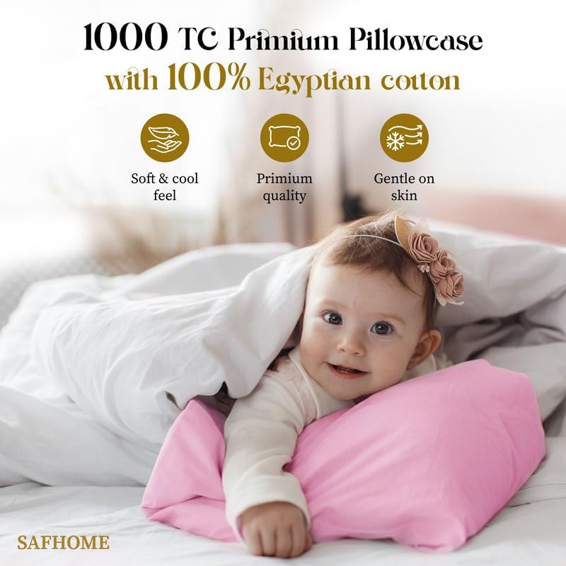 Light Pink Queen Standard Size Pillow Cases Set of 2, 100% Egyptian Cotton Pillowcases, Cooling Pillow Cases for Hot Sleepers, Soft Breathable Pillow Case Covers, Bed Pillow Covers