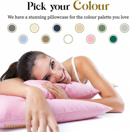 Light Pink Queen Standard Size Pillow Cases Set of 2, 100% Egyptian Cotton Pillowcases, Cooling Pillow Cases for Hot Sleepers, Soft Breathable Pillow Case Covers, Bed Pillow Covers