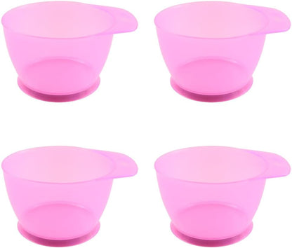 4-Piece Hair Color Mixing Bowls, Transparent Pink, Plastic, Modern Style, Hair Color Bowl, Salon & Home Use
