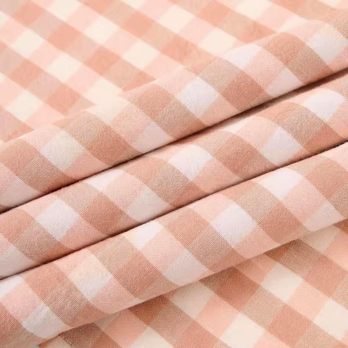 Plaid Gingham Ruffle Table Runner, Pink 13" x 72" Cotton