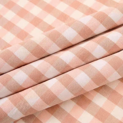 Plaid Gingham Ruffle Table Runner, Pink 13" x 72" Cotton