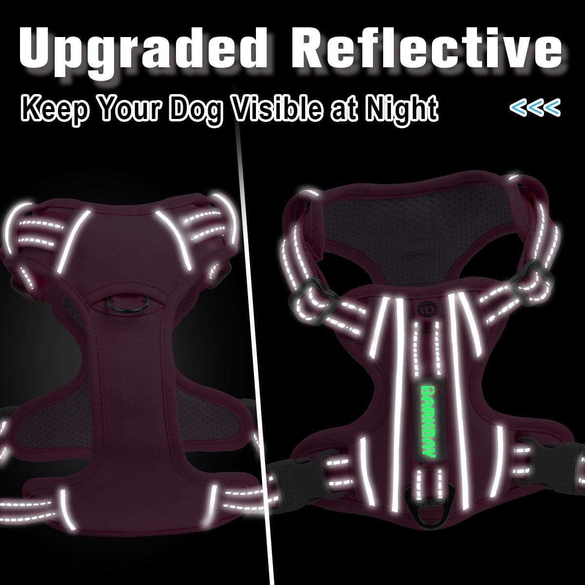 Dog Harness No Pull with ID Tag Pocket - Heavy Duty, Reflective, Easy Control for Large Dogs(Pink,L)