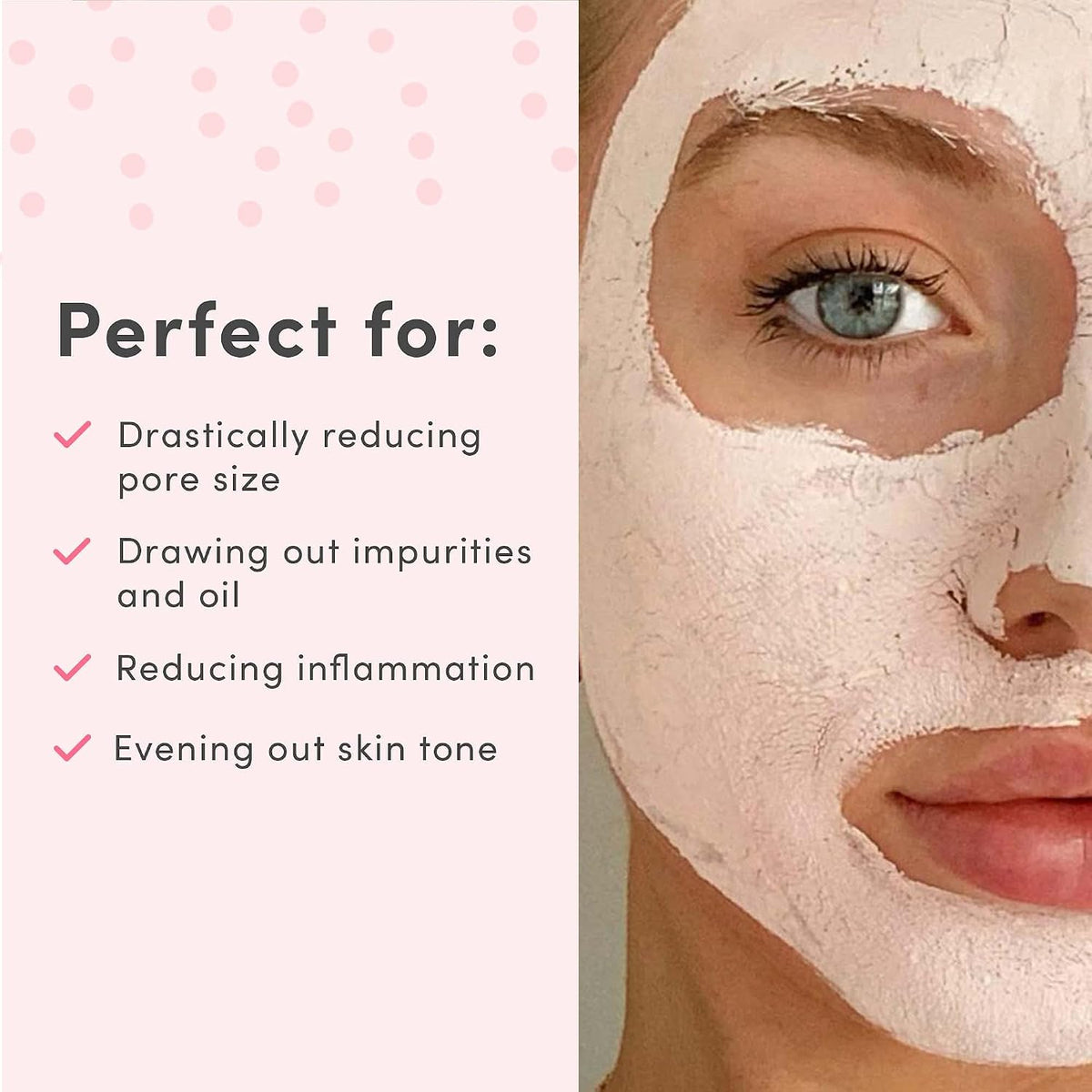 Clay Mask for Face Pore Minimizer - Australian Pink Clay Detoxifying Face Mask for Pores, Kaolin Clay Mask, Brightening Vitamin C Formula, Brush Included