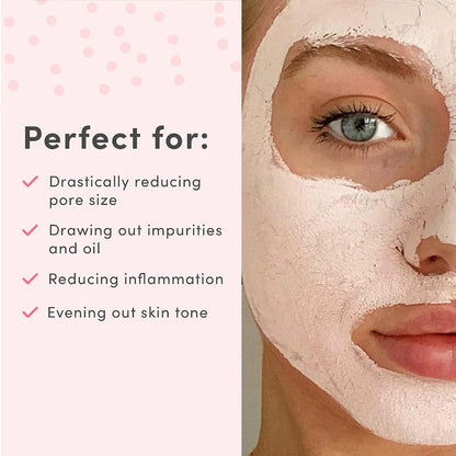 Clay Mask for Face Pore Minimizer - Australian Pink Clay Detoxifying Face Mask for Pores, Kaolin Clay Mask, Brightening Vitamin C Formula, Brush Included