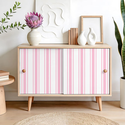 Pink Striped Wallpaper Peel and Stick Preppy Pink Stripe Contact Paper for Cabinets Accent Walls Nursery 17.7''x118'' Removable Self Adhesive Striped Geometric Wallpaper for Bedroom Girls Room