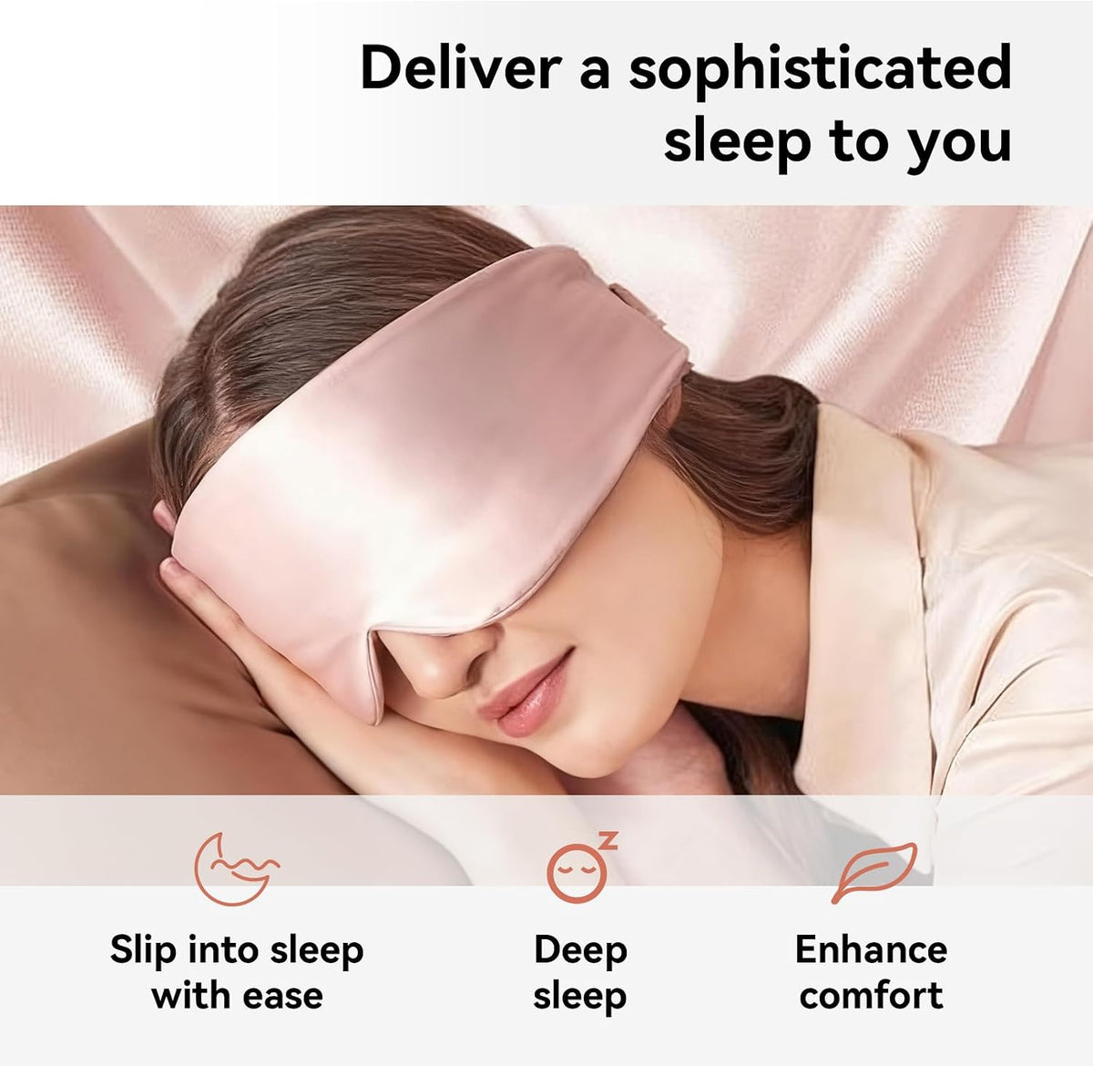 3D Silk Sleep Mask, Ultra Light and Soft Eye Mask for Side Sleeper, 22 Momme Mulberry Silk Eye Cover for Women and Men (Pale Pink)