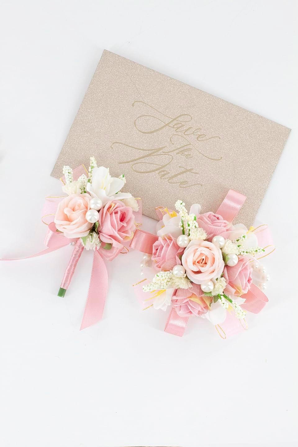 Blush Pink Corsage and Boutonniere Set Prom Wrist Corsage Flower