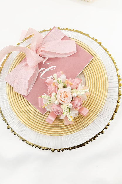 Blush Pink Corsage and Boutonniere Set Prom Wrist Corsage Flower