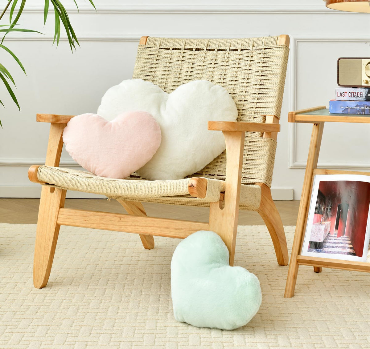 Petrella Light Pink Throw Pillows, Cute Decorative Heart Pillow 13 x 10 in