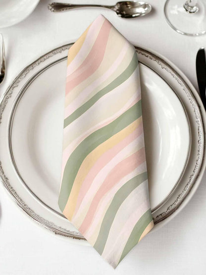 Cloth Napkins Set of 4,20x20 Inches Dinner Napkin,Light Green Pink Stripes Washable Soft Table Napkins,Reusable Cocktail Napkin for Wedding Holiday Party Hotel,Low Saturation Colorful Pattern