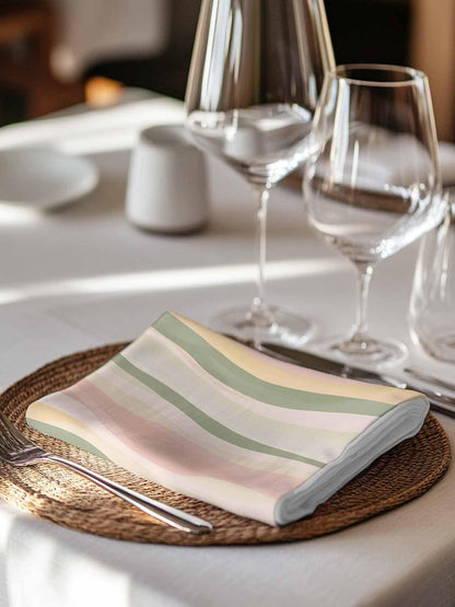 Cloth Napkins Set of 4,20x20 Inches Dinner Napkin,Light Green Pink Stripes Washable Soft Table Napkins,Reusable Cocktail Napkin for Wedding Holiday Party Hotel,Low Saturation Colorful Pattern