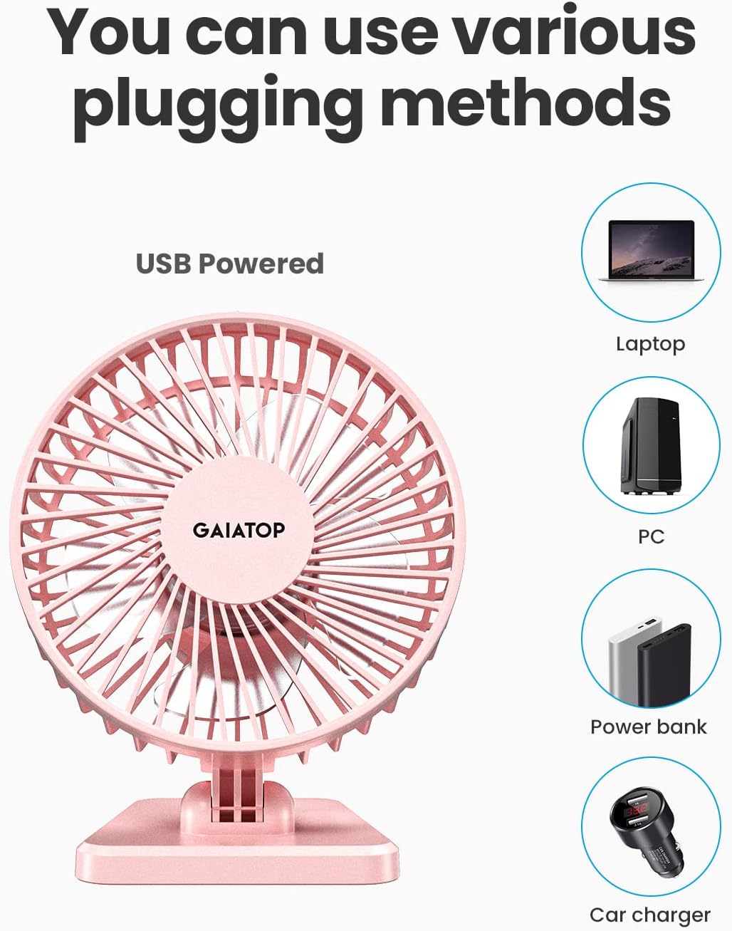 USB Desk Fan, Personal Portable Quiet Small Table Desktop fan