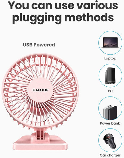 USB Desk Fan, Personal Portable Quiet Small Table Desktop fan