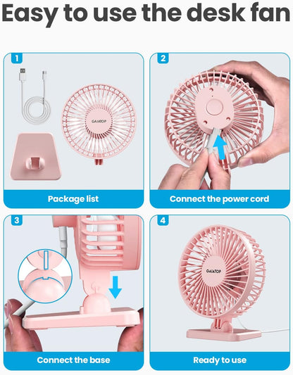 USB Desk Fan, Personal Portable Quiet Small Table Desktop fan
