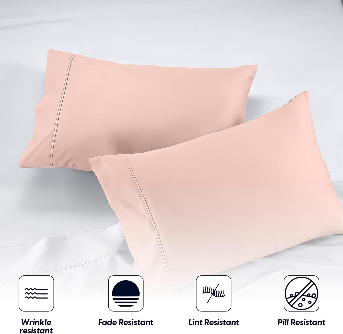 Queen Size Pillow Cases Set of 2, 600 Thread Count 100% Egyptian Cotton Peach Pillow Covers, Soft Hotel Quality, Open Closure, Shrink & Fade Resistant