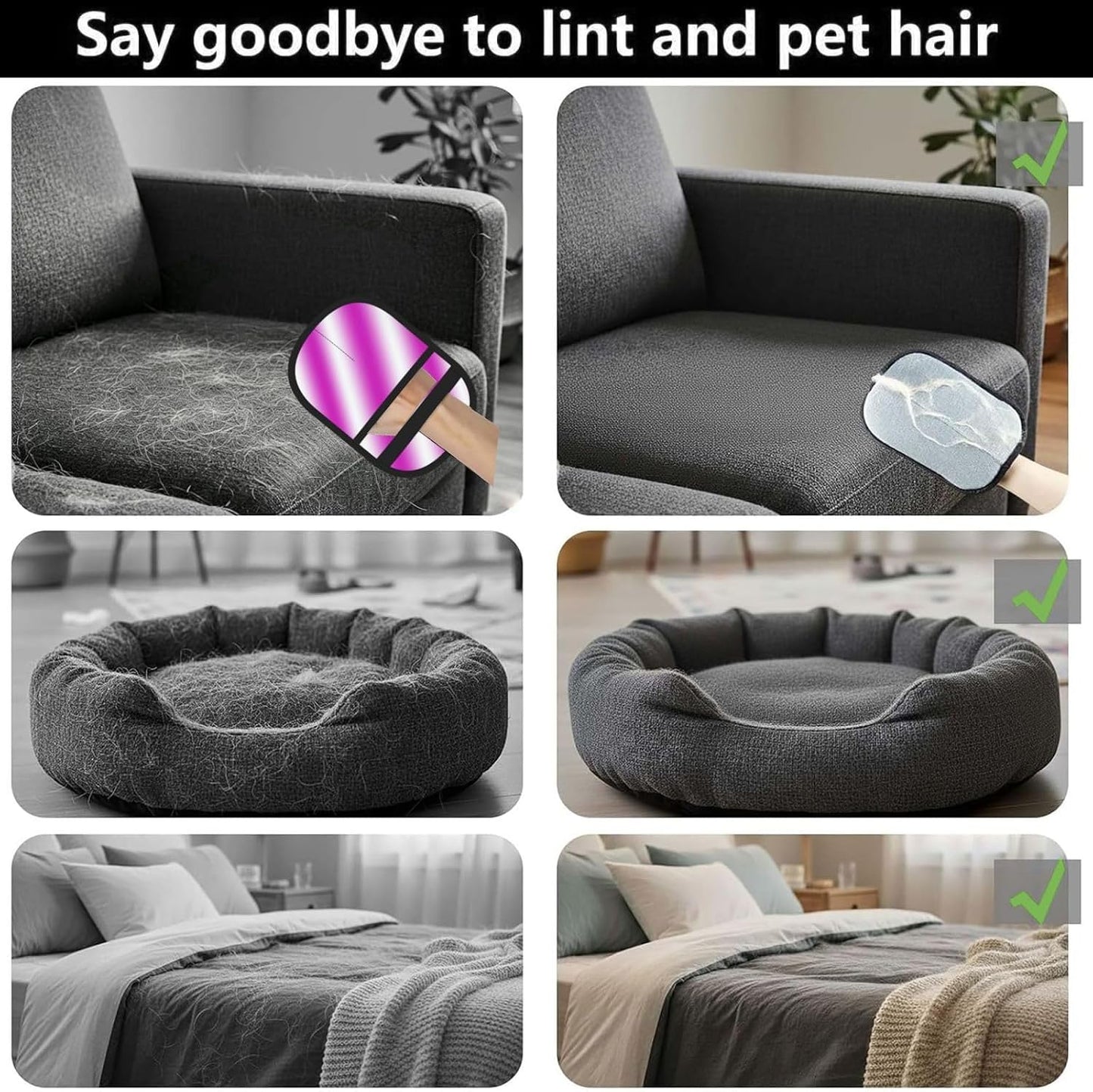 Pink White Diagonal Striped Gradient Pet Hair Removal Glove Dogs Hair Remover Glove Cats Fur Removal Tool with Hanging Loop for Couch 6.7X9.5 in