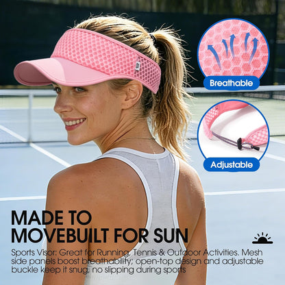 Sun Visor Hat Men Women - Moisture Wicking Lightweight Sports Cap