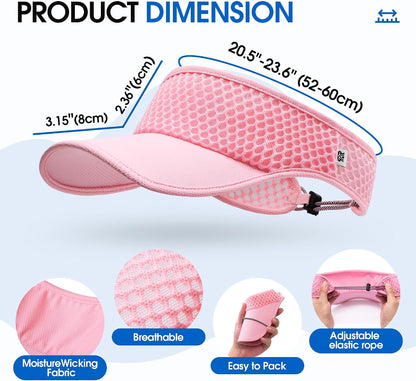 Sun Visor Hat Men Women - Moisture Wicking Lightweight Sports Cap