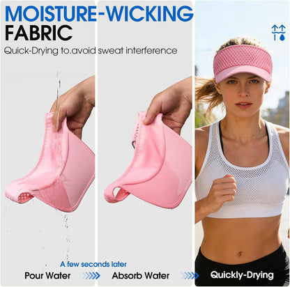 Sun Visor Hat Men Women - Moisture Wicking Lightweight Sports Cap