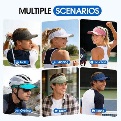 Sun Visor Hat Men Women - Moisture Wicking Lightweight Sports Cap